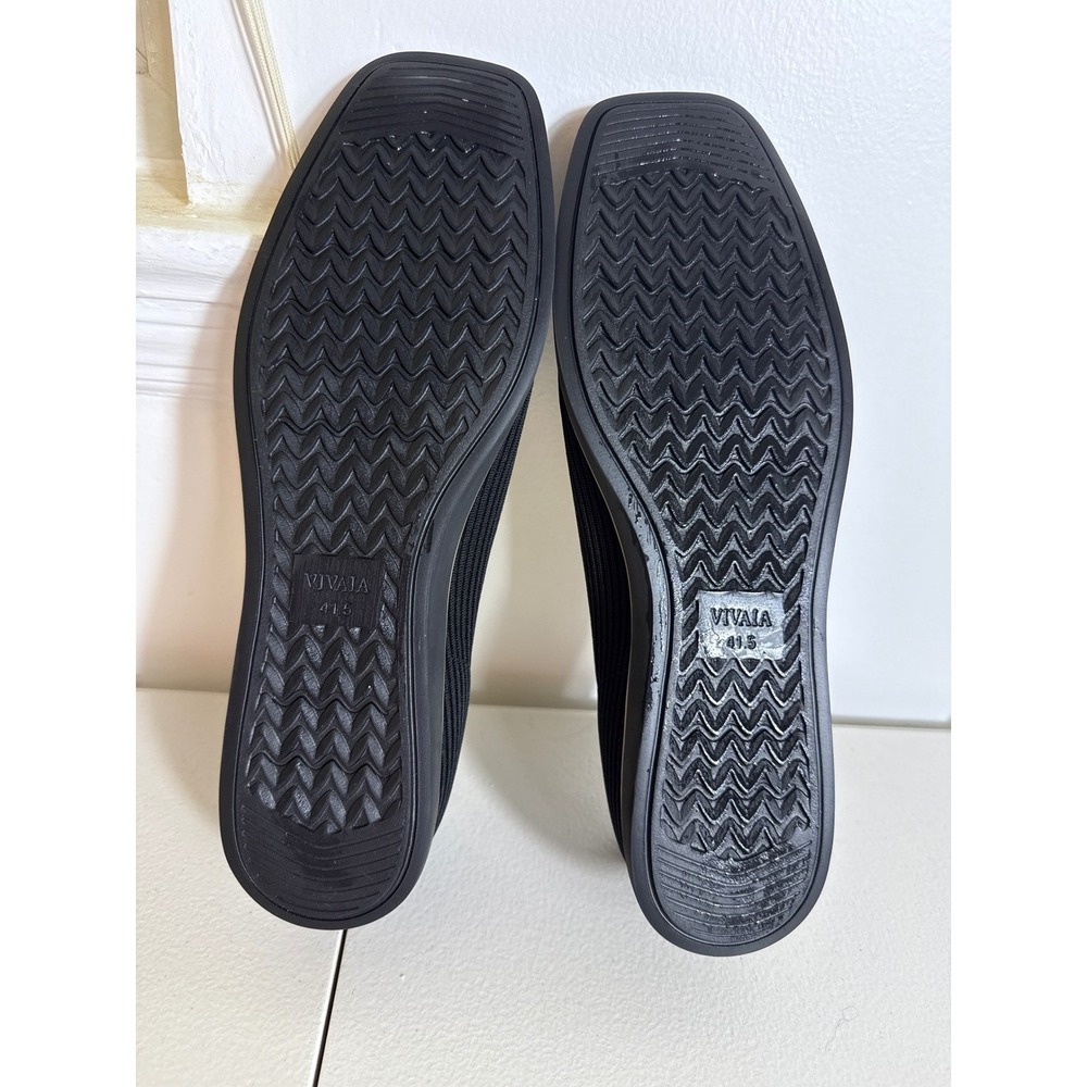 Vivaia Margot 2.0 Black Ribbed Knit Square Toe Flats Sustainable Shoes 41.5 10.5 - Picture 4 of 10